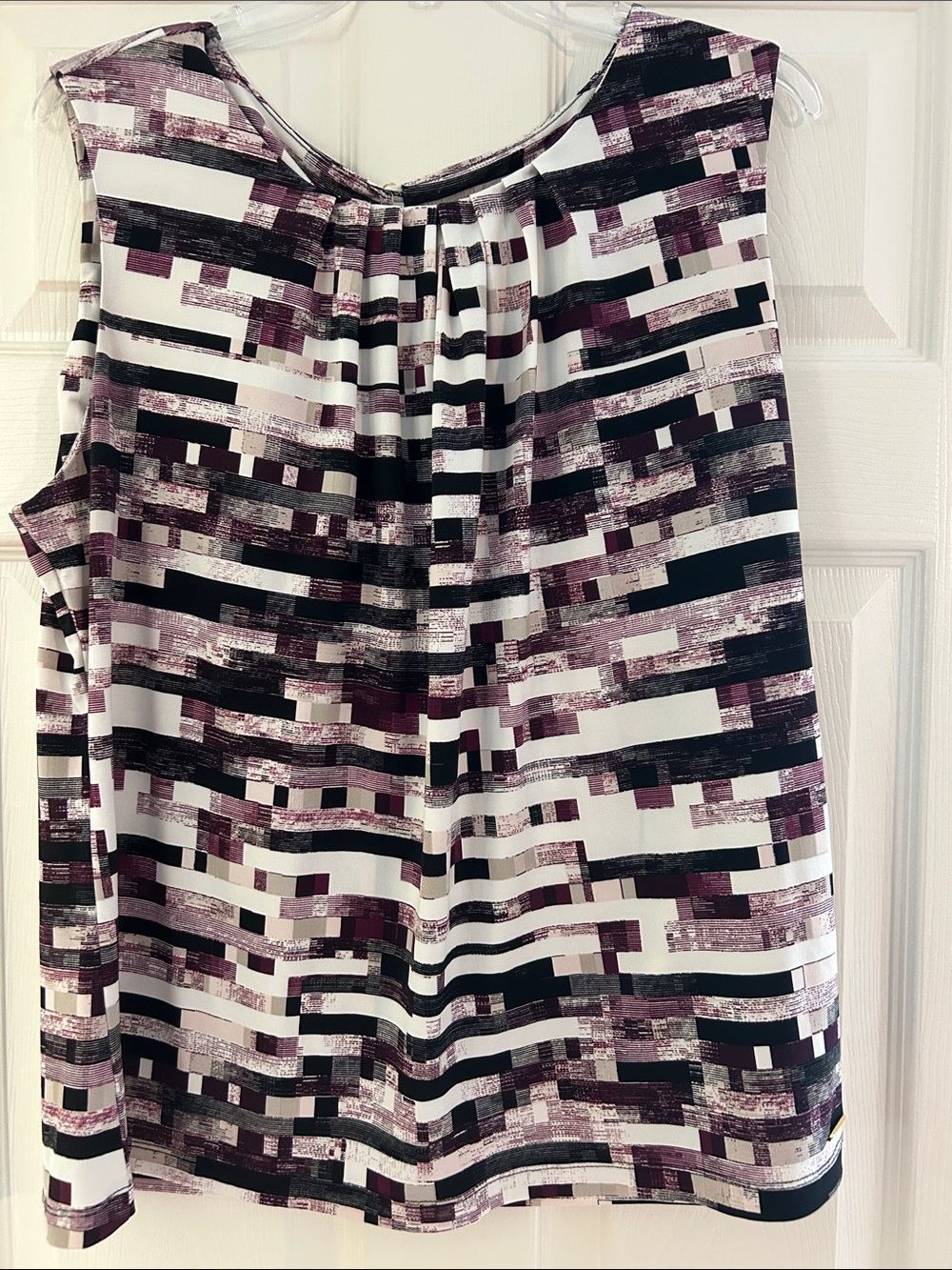 Calvin Klein Geometric Print Sleeveless Skirt - Black, White & Plum